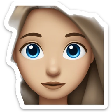 a girl with brown hair, blue eyes and long eyelashes sticker