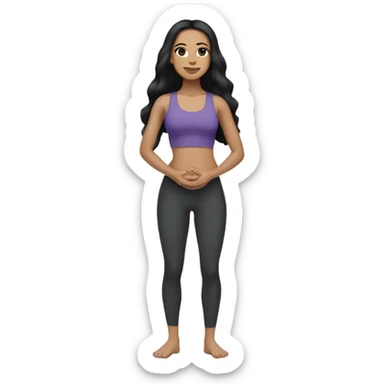 lightskin latin woman with straight long black hair wearing a yoga outfit  sticker
