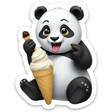 Panda eating ice cream sticker