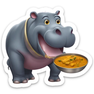 hippo with a curry sticker