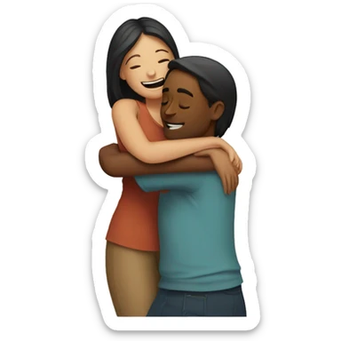 White guy hugging indian girl sticker