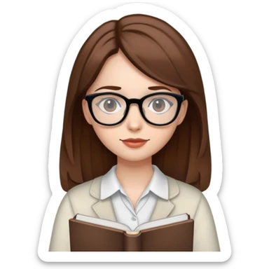 A girl with white skin , brown hair, black eyes who is a English teacher sticker