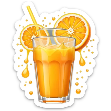 Extreme juice burst emoji, citrus explosion, dynamic splash, bold cartoon style, high saturation, transparent background. sticker