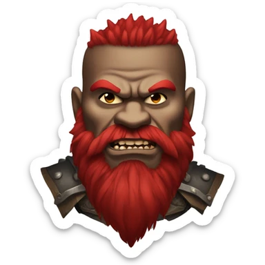 Armored Berserker orc with red beard & red mohican sticker