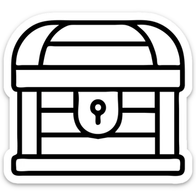 A red medieval treasure chest from an RPG game sticker