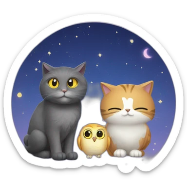 Cat and owl cosmos sticker