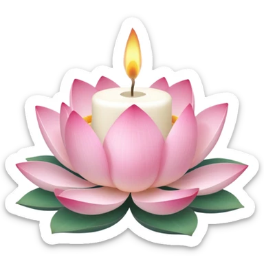 a lotus flower, next to a candle symbolizing a spa sticker