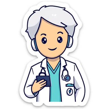 friendly doctor on a telemedicine video call with patient sticker