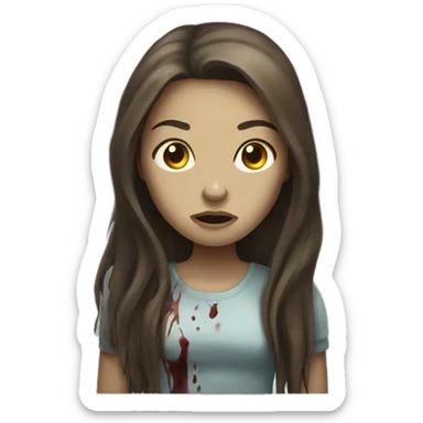 zombie girl with long brown hair sticker