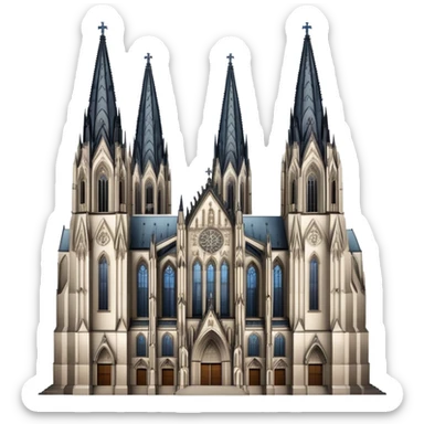 Cinematic Realistic Cologne Cathedral Landmark Emoji, showcasing Gothic architecture rendered with detailed stone textures and majestic, dynamic lighting. two tall  tall towers on either side sticker