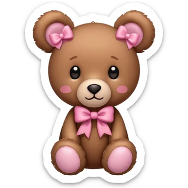 BROWN JELLYCAT A TEDDY BEAR WITH TWO PINK BOWS ON HIS EARS sticker