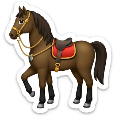 Spanisches dunkelbraunes Pferd mit langer schwarzer Mähne sticker