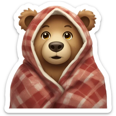 bear cozy in blanket sticker