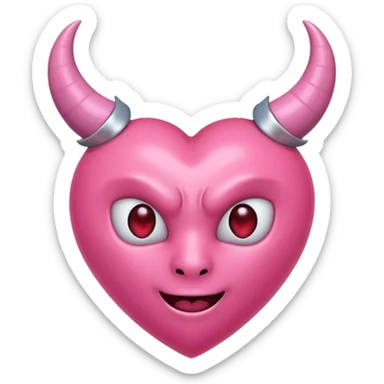 a plain pink heart with demon horns on it, no face sticker