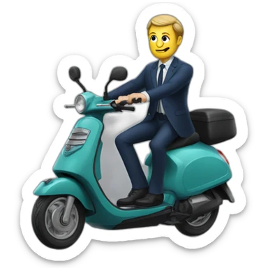 Macron sur un scooter poursuivi par des zombies sticker