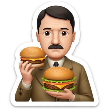 adolf hitler holding a big mac sticker