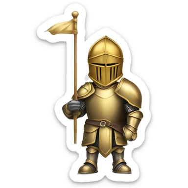 Gold armoured knight holding banner sticker
