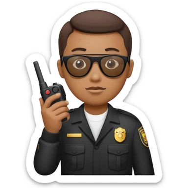 school security, sun glasses, holding walkie-talkie sticker