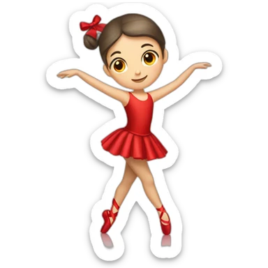 Girl in red ribbon point ballet shoes sticker
