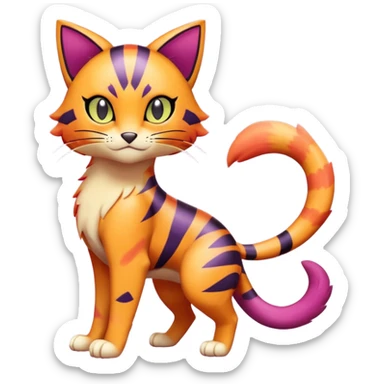 Gradients-colored Liepard-Purrloin-Litten-Sprigatito-Pokémon-fusion-creature (full body) sticker