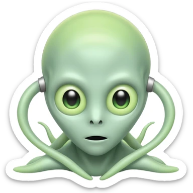a ghostly figure with alien antennae and greenish glow, emoji style sticker