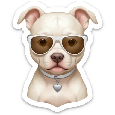 White pitbull wearing sunglasses sticker
