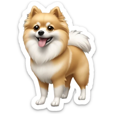 walking pomeranian-spitz mix light brown and white with gray ears  sticker
