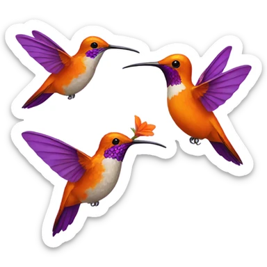 Orange Hummingbird with purple hummingbird sticker