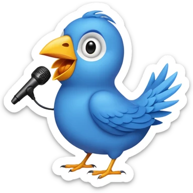 A blue Twitter bird happily singing Beautiful music sticker