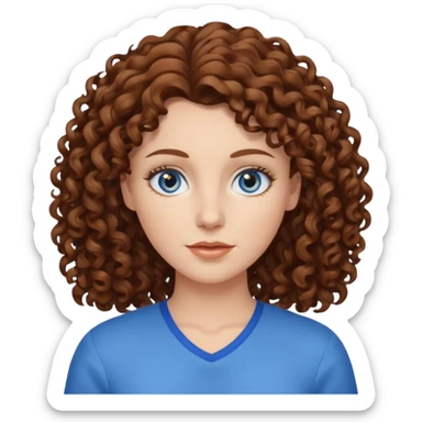 White woman with brown curly hair sticker