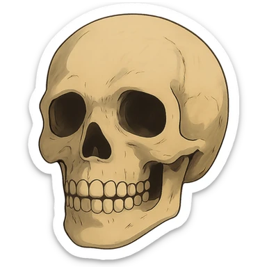 skull, ghibli style sticker