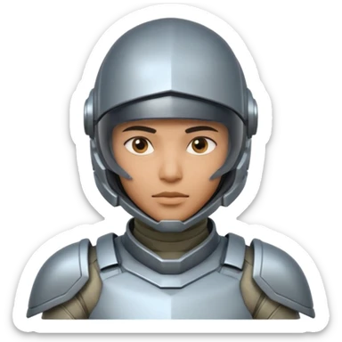 futuristic armored soldier human portrait, head and shoulders only, South Asian facial features, helmet visor, sci-fi armor details, 3D cartoon, mobile game icon style, clean background, no text, no watermark
 sticker