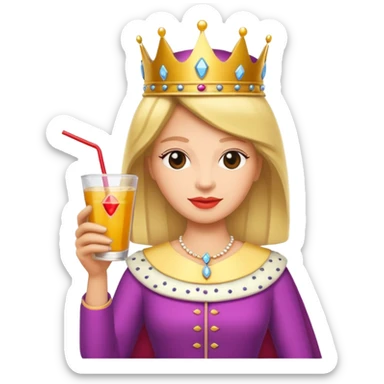 queen with drink sticker