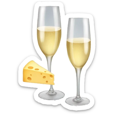 Two champagne glasses and cheese  sticker