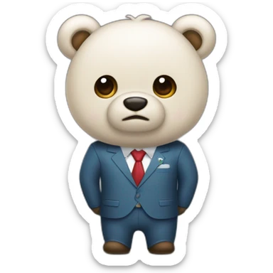 un oso con pelo y traje de empresario llorando sticker