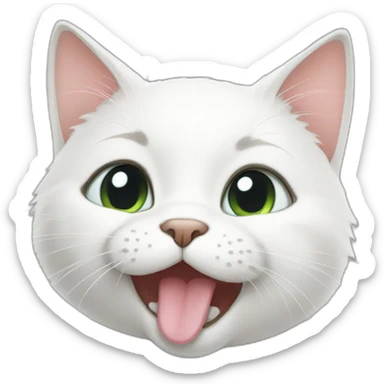 white cat licking its paw sticker