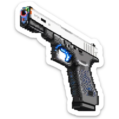 Glock 17 handgun with a switch sticker
