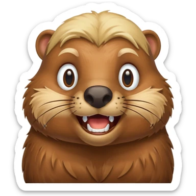 Beaver with big teeth and blonde hair sticker
