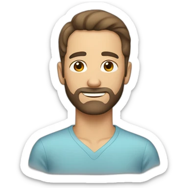 Man with short brown hair receding hairline short beard sticker