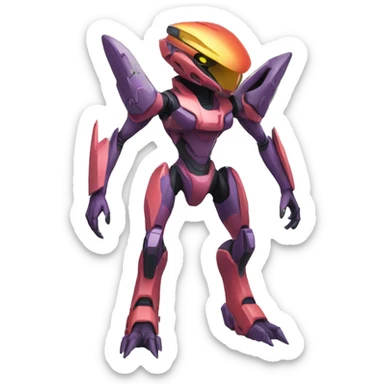 a Genesect-Raptor-Fakémon—hybrid with a futuristic visor-helmet full body sticker