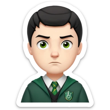 Jamie Yeates is Marcus Flint in harry potter, wear hogwarts slytherin uniform, short black hair, bulky face, often scowling or looking grumpy give him an intimidating presence sticker