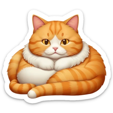 Fat lazy cat lounging sticker