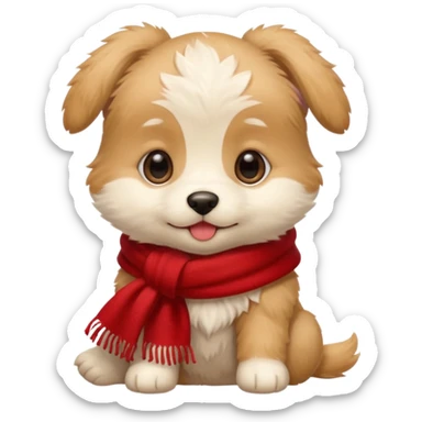 baby dog wears red scarf  sticker