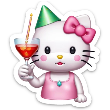 Hello kitty drinking a shot sticker