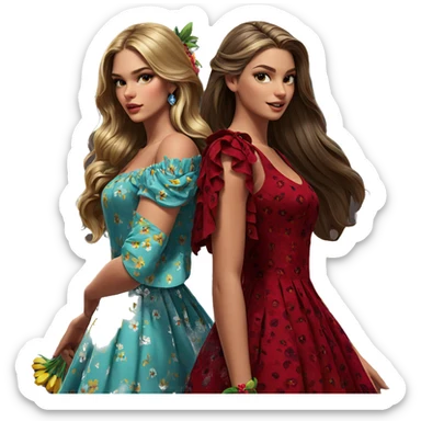 flower girls in vibrant dresses sticker