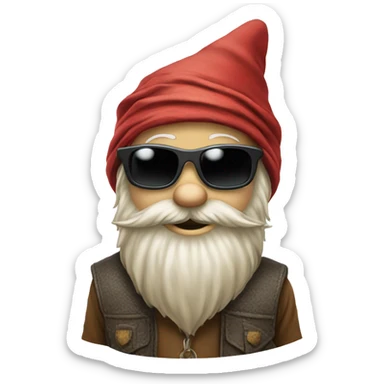 Bearded gnome with sunglasses and a bandanna scarf on head sticker