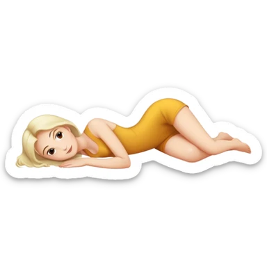 lady laying down on stomach full body  sticker