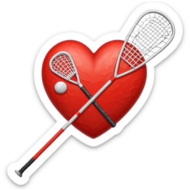 Heart with lacrosse stick inside sticker