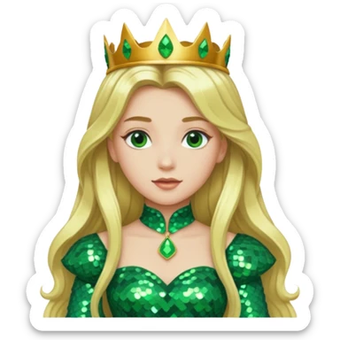 Princess Ozma from the Wizard of Oz with long blonde hair, green sequin outfit sticker