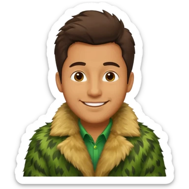 male in green fur coat  sticker